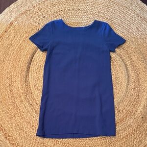 Simple Short Sleeve Shift Dress - Royal Blue with back cut out